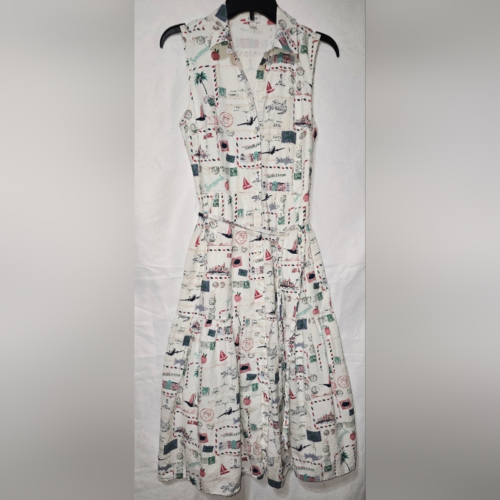 J. Crew Sleeveless Maxi Dress - White with Colorful Print - Picture 2 of 6